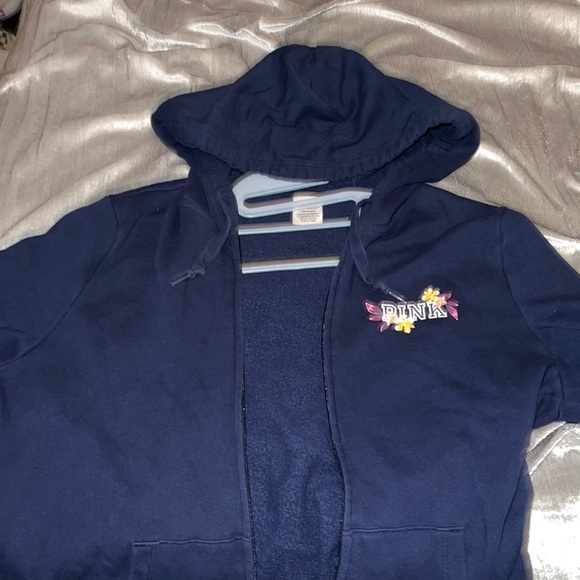 Navy blue PINK zip up hoodie - Picture 1 of 2